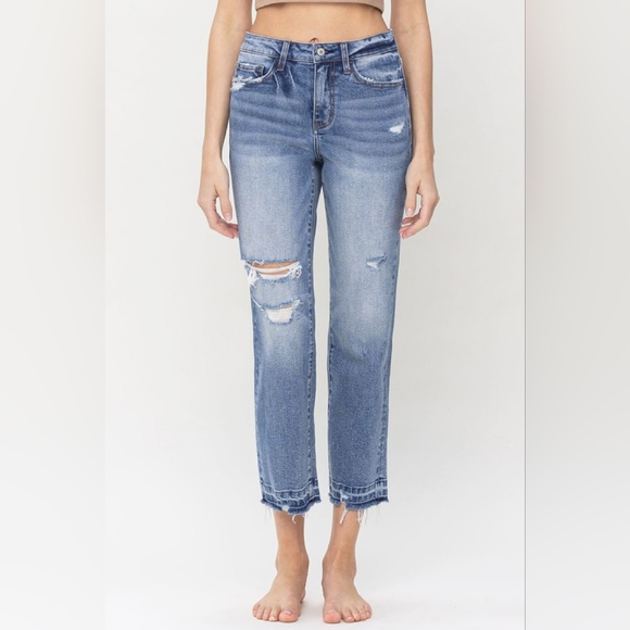 Vervet Lovervet Lena High Rise Straight Crop Released Hem Jeans Plus 14, 18, 20 - Picture 3 of 11